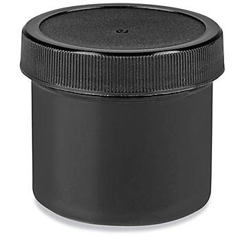 Black Round Wide-Mouth Plastic Jars - 2 oz S-23746