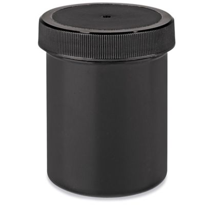 Black Round Wide-Mouth Plastic Jars - 4 oz S-23747 - Uline