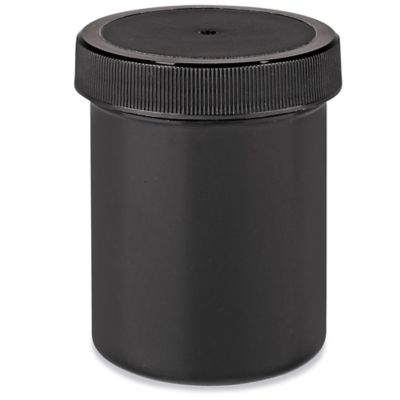 Black Round Wide-Mouth Plastic Jars - 4 oz S-23747