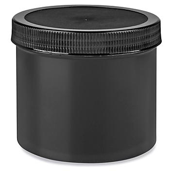 Black Round Wide-Mouth Plastic Jars - 32 oz S-23750