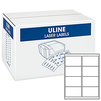 Uline Laser Labels Bulk Pack - White, 4 x 2 1/2" S-23763