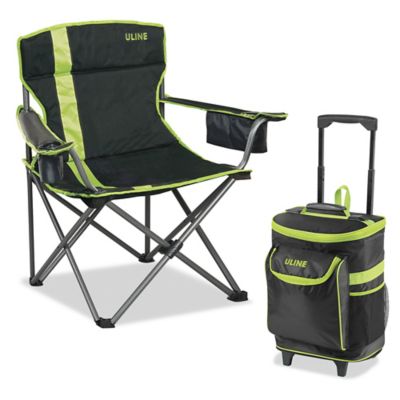 Camp Chair and Cooler Combo - Black/Lime S-23787BL - Uline