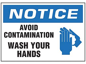 "Avoid Contamination, Wash Your Hands" Sign