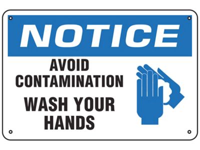 "Avoid Contamination, Wash Your Hands" Sign - Aluminum S-23804A