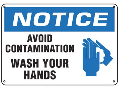 "Avoid Contamination, Wash Your Hands" Sign - Plastic S-23804P