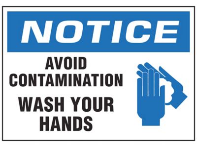 "Avoid Contamination, Wash Your Hands" Sign - Vinyl, Adhesive-Backed S-23804V