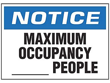 "Maximum Occupancy" Sign - Vinyl, Adhesive-Backed S-23805V