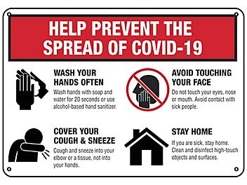 "Help Prevent the Spread of COVID-19" Sign - Plastic S-23830P