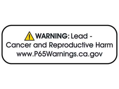 California Prop 65 Labels - "Warning: Lead - Cancer and Reproductive Harm", 1 1/2 x 1/2"