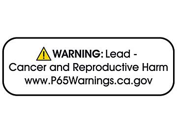 Etiquetas Propuesta 65 de California - "Warning: Lead - Cancer and Reproductive Harm", 1 1/2 x 1/2"
