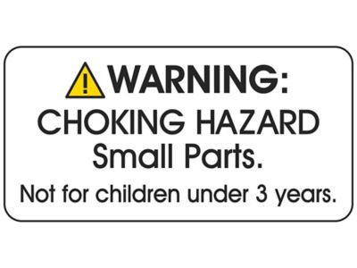 Round Small Parts Warning Stickers, Choking Hazard Age Restriction Labels