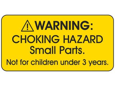 Small Parts Warning Stickers, Choking Hazard Age Restriction