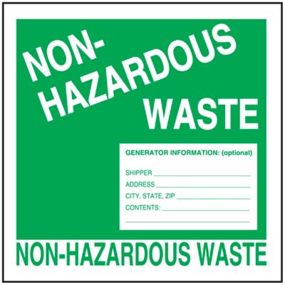 "Non-Hazardous Waste" Labels - 6 x 6" S-23852