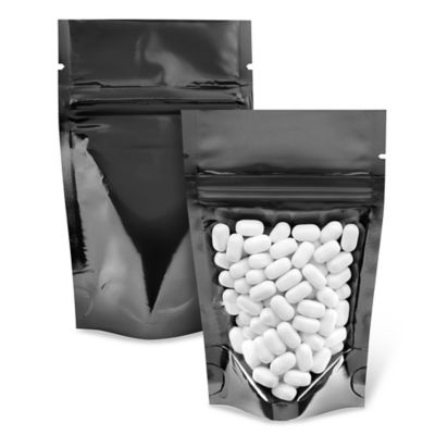  Ultra Clear Stand-Up Barrier Pouches - 3 1/8 x 5 1/8 x 2", Colored Back