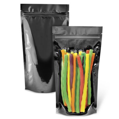  Ultra Clear Stand-Up Barrier Pouches - 6 x 11 x 3", Colored Back