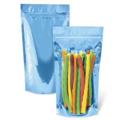 Ultra Clear Stand-Up Barrier Pouches - 6 x 11 x 3", Blue Back S-23898BLUB