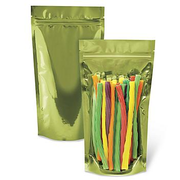 Ultra Clear Stand-Up Barrier Pouches - 6 x 11 x 3", Lime Back S-23898GB