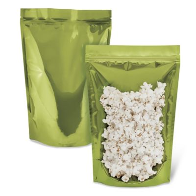 Ultra Clear Stand-Up Barrier Pouches - 9 x 13 1/2 x 4 3/4", Lime Back S-23900GB