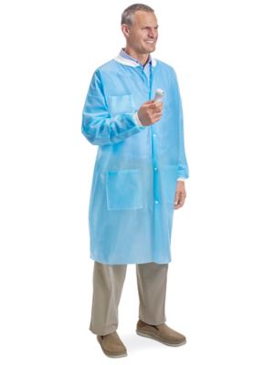 Uline Knit Cuff Lab Coats - Blue, 2XL