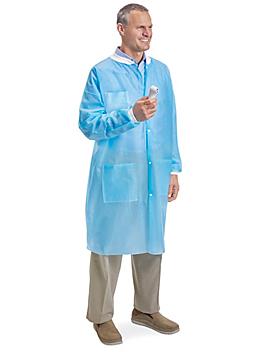 Uline Knit Cuff Lab Coats - Blue, Large S-24018BLU-L