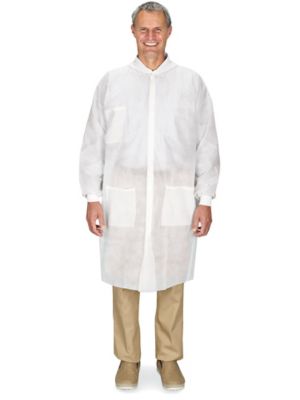 Uline Knit Cuff Lab Coats - White, Large S-24018W-L - ULINE