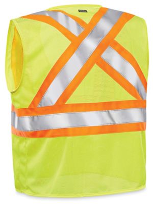 Class 2 X-Back Hi-Vis Safety Vest - Lime, 4XL/5XL S-24029G-4X - Uline