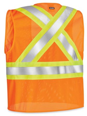 Orange safety vest hot sale with x on back