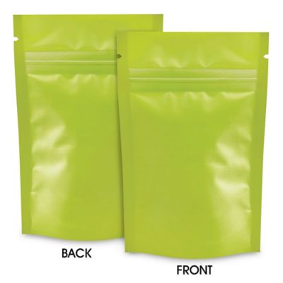 Matte Stand-Up Barrier Pouches - 3 1/8 x 5 1/8 x 2", Lime S-24065LIME