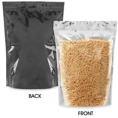 Glossy Stand-Up Barrier Pouches - 11 3/4 x 15 3/4 x 5 3/8", Black Back S-24067BLB