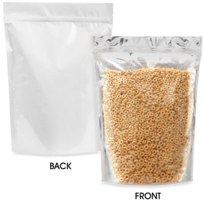 Glossy Stand-Up Barrier Pouches - 11 3/4 x 15 3/4 x 5 3/8", White Back S-24067WB