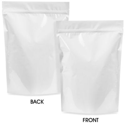 Glossy Stand-Up Barrier Pouches - 11 3/4 x 15 3/4 x 5 3/8", White S-24067W