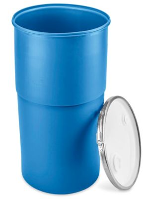 Plastic Drum with Lid - 15 Gallon, Open Top, Blue S-24088
