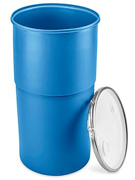 Plastic Drum with Lid - 15 Gallon, Open Top, Blue S-24088