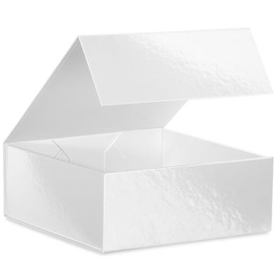 Magnetic Gift Boxes - High Gloss, 8 x 8 x 3 1/8", White S-24095W