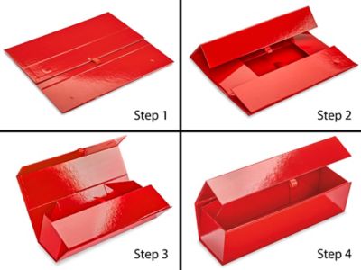 Magnetic Gift Boxes - High Gloss, 13 1/2 x 3 1/2 x 3 1/2, Red S-24097R -  Uline