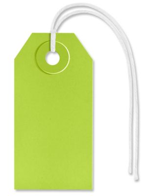 Shipping Tags - #1, 2 3/4 x 1 3/8", Pre-strung, Green S-2410GPS