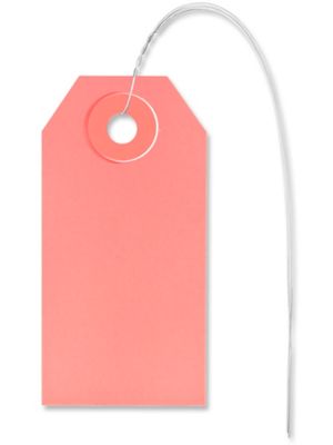 Shipping Tags - #1, 2 3/4 x 1 3/8", Pre-wired, Pink S-2410PPW