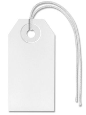 Shipping Tags - #1, 2 3/4 x 1 3/8", Pre-strung, White S-2410WPS