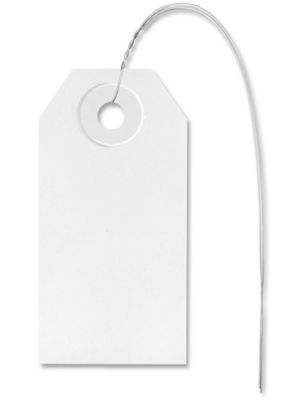 Shipping Tags - #1, 2 3/4 x 1 3/8", Pre-wired, White S-2410WPW