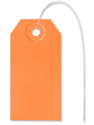 Shipping Tags - #2, 3 1/4 x 1 5/8", Pre-wired, Orange S-2411OPW