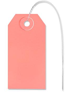 Shipping Tags - #2, 3 1/4 x 1 5/8", Pre-wired, Pink S-2411PPW