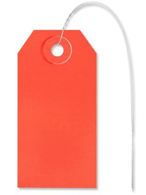 Shipping Tags - #2, 3 1/4 x 1 5/8", Pre-wired, Red S-2411RPW