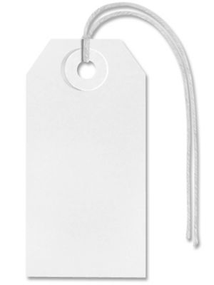 Shipping Tags - #2, 3 1/4 x 1 5/8", Pre-strung, White S-2411WPS