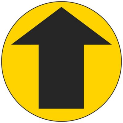 Warehouse Floor Sign - Black/Yellow Arrow, 17