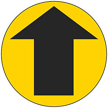 Warehouse Floor Sign - Black/Yellow Arrow, 17" Diameter