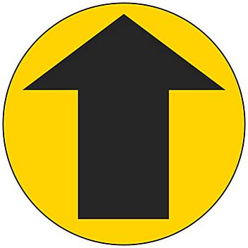 Anti-Slip Floor Sign - Black/Yellow Arrow, 17" Diameter S-24126