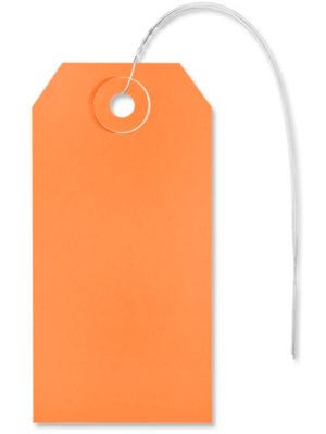 Shipping Tags - #3, 3 3/4 x 1 7/8", Pre-wired, Orange S-2412OPW