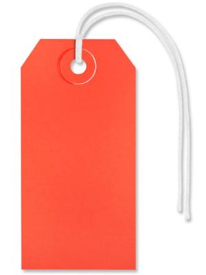 Shipping Tags - #3, 3 3/4 x 1 7/8", Pre-strung, Red S-2412RPS