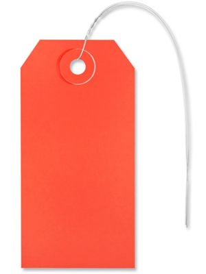 Shipping Tags - #3, 3 3/4 x 1 7/8", Pre-wired, Red S-2412RPW
