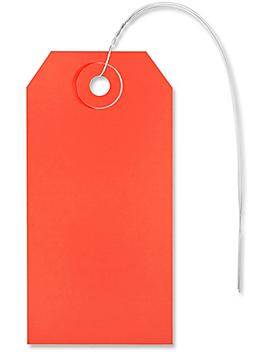Shipping Tags - #3, 3 3/4 x 1 7/8", Pre-wired, Red S-2412RPW